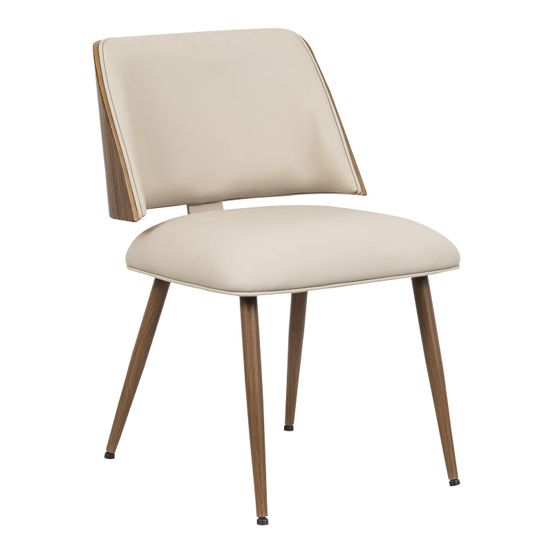 Chair Ubane pakoworld beige pu-walnut metal legs 53x62.5x85cm