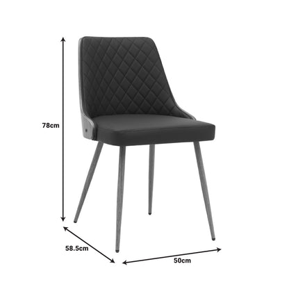 Chair Korome pakoworld black pu-walnut metal legs 50x58.5x78cm