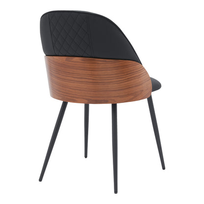 Chair Konny pakoworld black pu-walnut metal 48x59x80cm