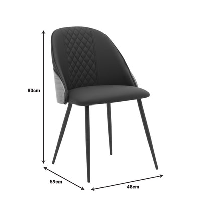 Chair Konny pakoworld black pu-walnut metal 48x59x80cm