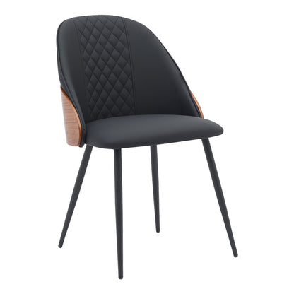 Chair Konny pakoworld black pu-walnut metal 48x59x80cm