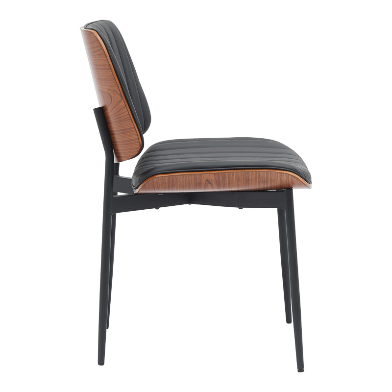 Chair Kathy pakoworld black pu-walnut metal 51x58x81cm