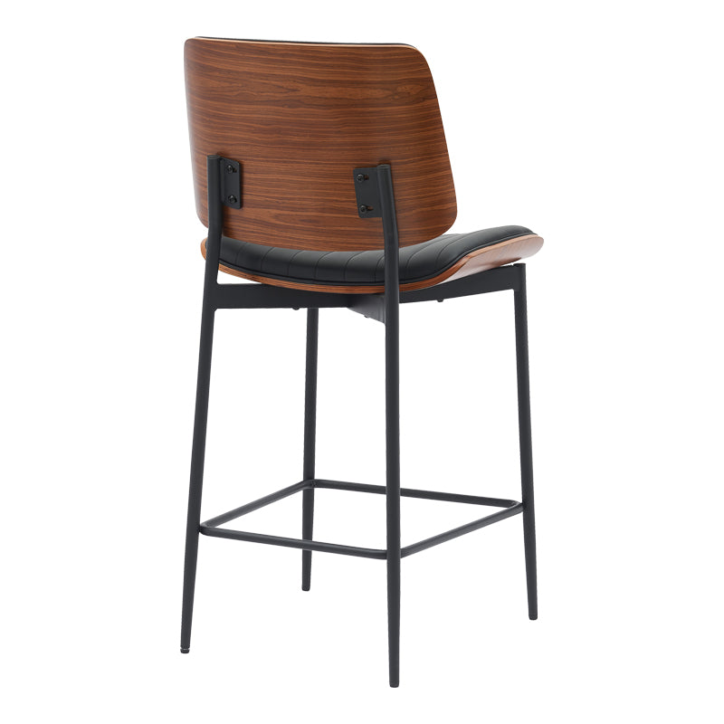 Bar-stool Kathy pakoworld black pu-walnut metal 48.5x52.5x96cm