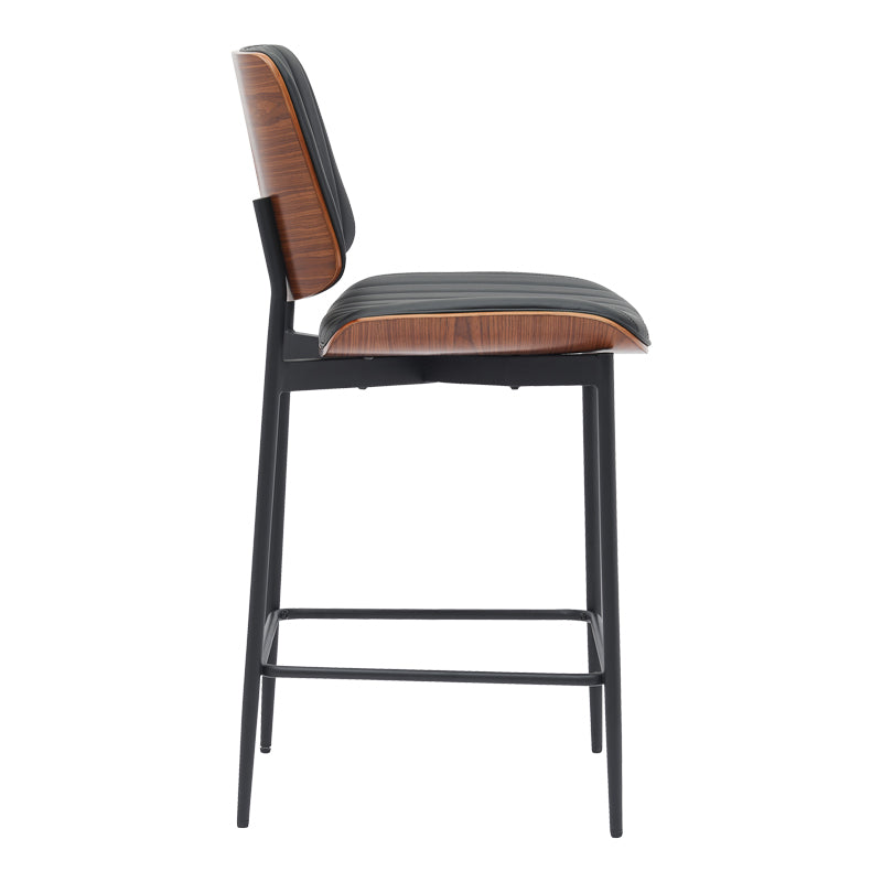 Bar-stool Kathy pakoworld black pu-walnut metal 48.5x52.5x96cm