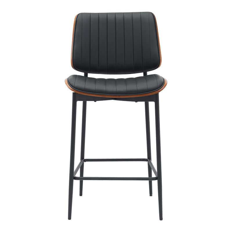 Bar-stool Kathy pakoworld black pu-walnut metal 48.5x52.5x96cm