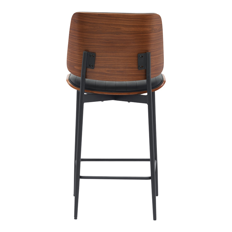 Bar-stool Kathy pakoworld black pu-walnut metal 48.5x52.5x96cm