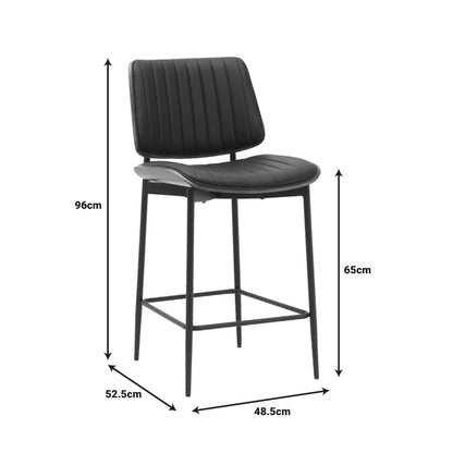 Bar-stool Kathy pakoworld black pu-walnut metal 48.5x52.5x96cm