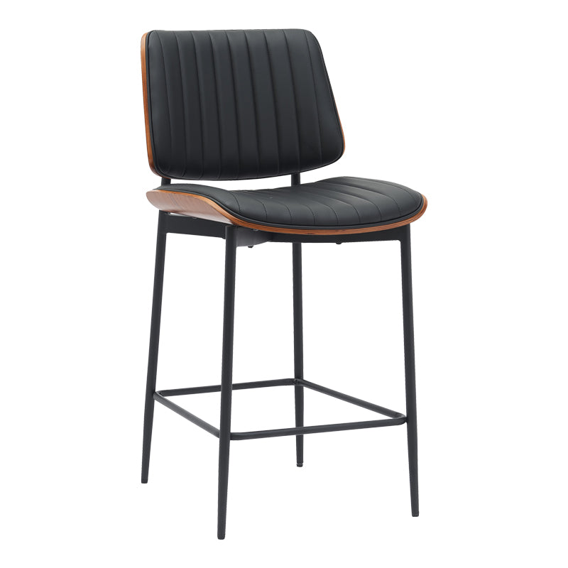 Bar-stool Kathy pakoworld black pu-walnut metal 48.5x52.5x96cm