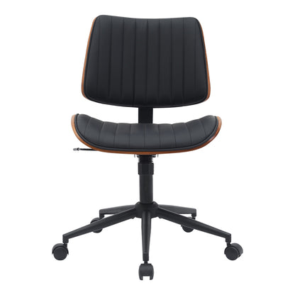 Work desk chair Amani pakoworld black pu-walnut plywood 52x54x90.5cm
