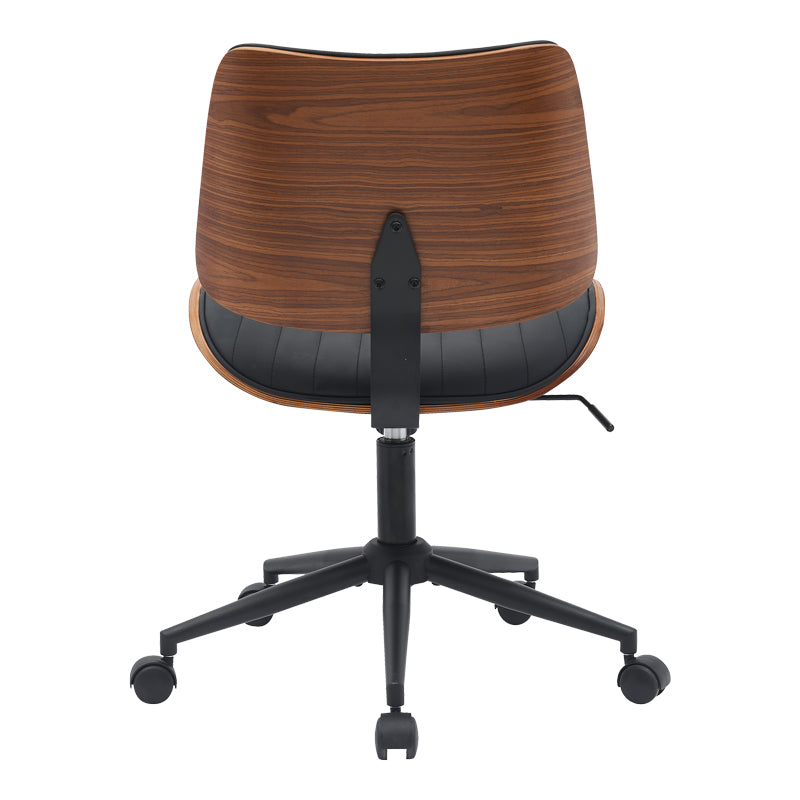Work desk chair Amani pakoworld black pu-walnut plywood 52x54x90.5cm