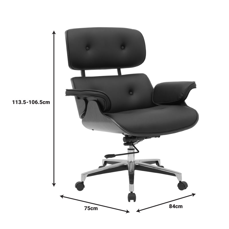 Manager office chair Kobane pakoworld black pu-chrome base 84x75x113.5cm