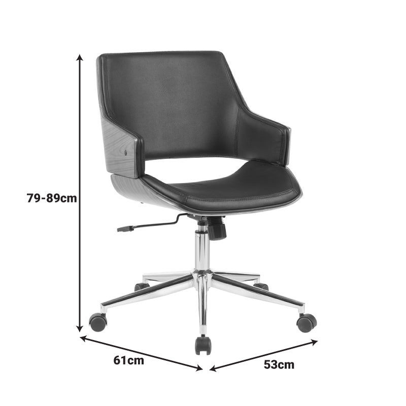 Setulo office chair black pu-chrome base 53x61x79-89cm