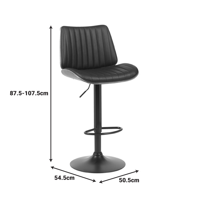 Rotating bar stool Amani black pu-black base 50.5x54x87.5-107.5cm