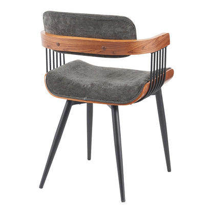 Armchair Cameo metal black-walnut wood-dark grey fabric 53x49.5x75.5cm