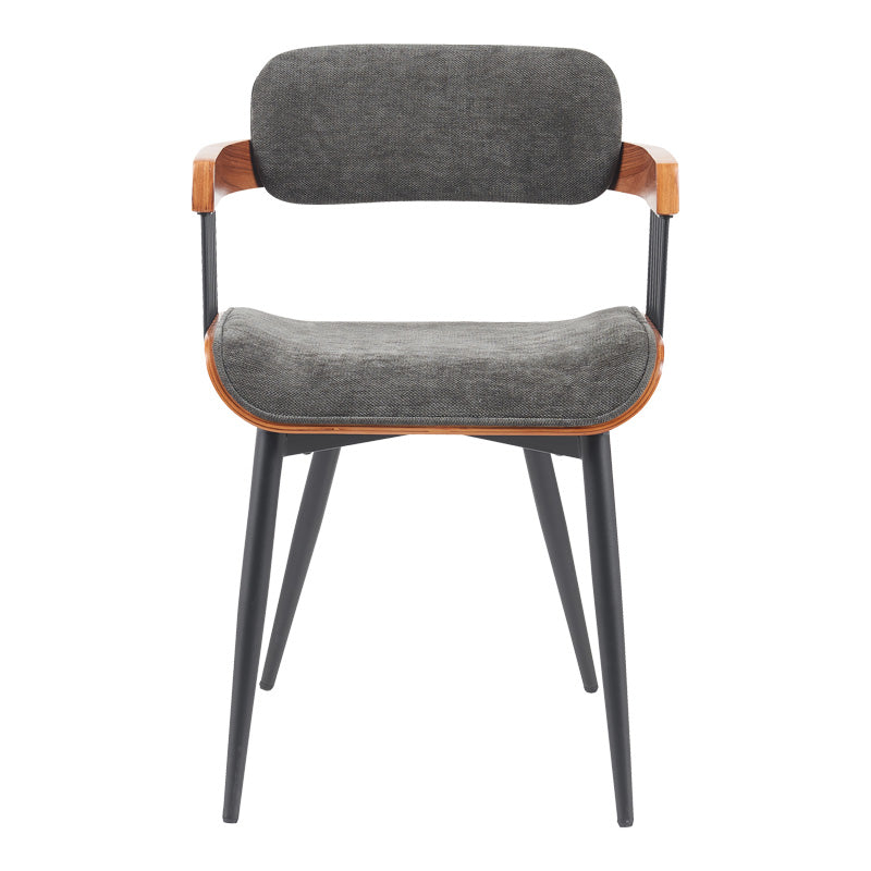 Armchair Cameo metal black-walnut wood-dark grey fabric 53x49.5x75.5cm