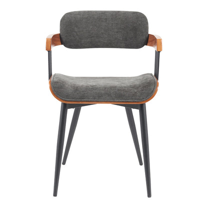 Armchair Cameo metal black-walnut wood-dark grey fabric 53x49.5x75.5cm