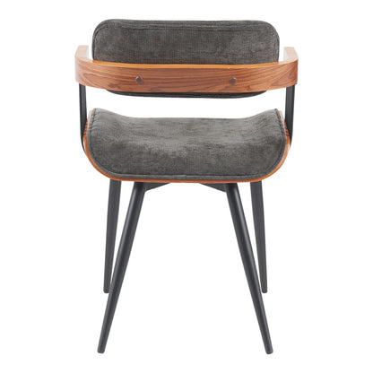 Armchair Cameo metal black-walnut wood-dark grey fabric 53x49.5x75.5cm