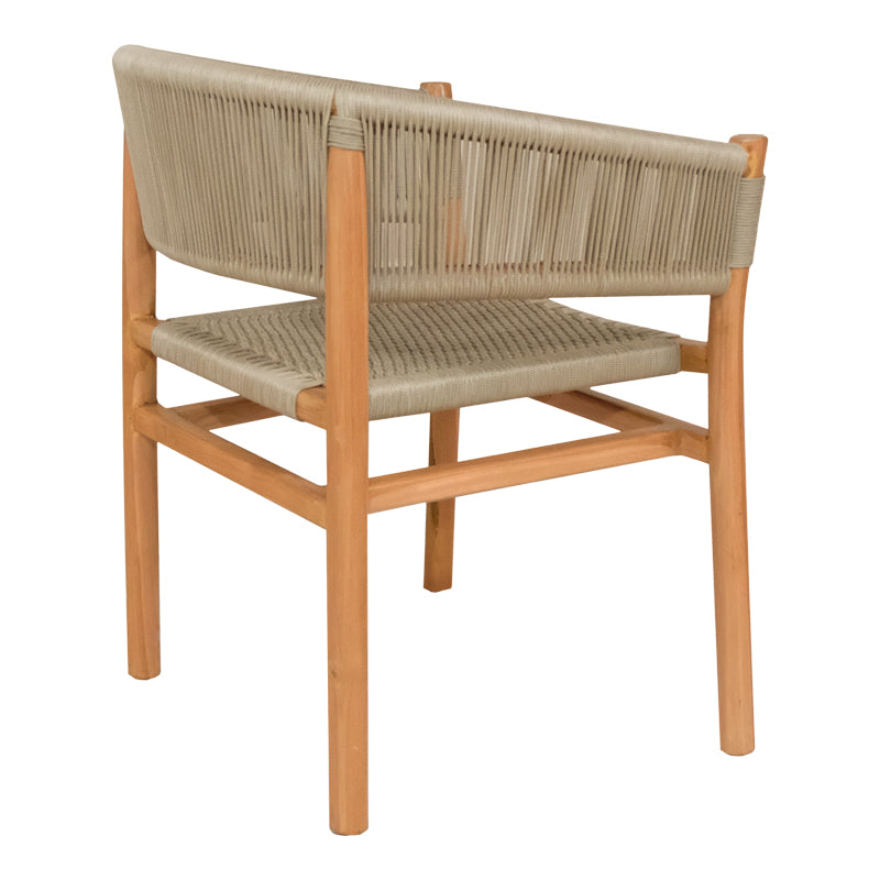 Kajone armchair teak wood skeleton in natural shade and cream pe rope 62x51x75cm