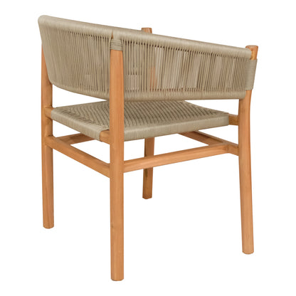 Kajone armchair teak wood skeleton in natural shade and cream pe rope 62x51x75cm