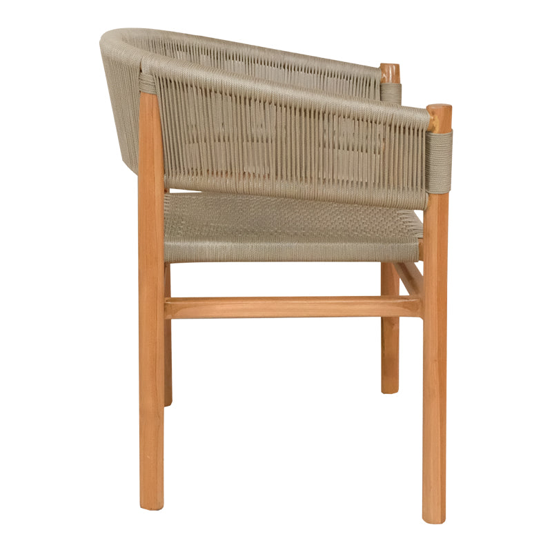 Kajone armchair teak wood skeleton in natural shade and cream pe rope 62x51x75cm