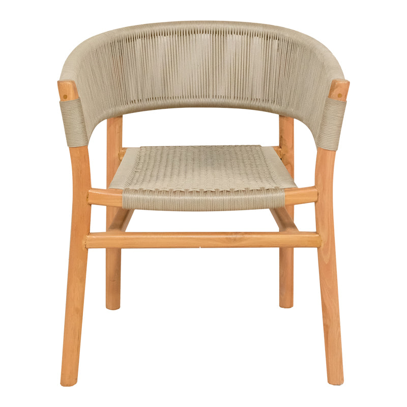Kajone armchair teak wood skeleton in natural shade and cream pe rope 62x51x75cm