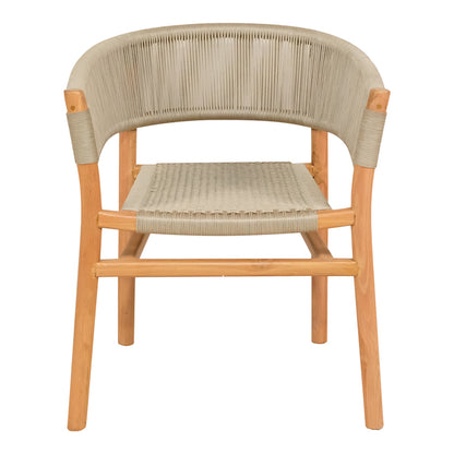 Kajone armchair teak wood skeleton in natural shade and cream pe rope 62x51x75cm