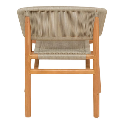 Kajone armchair teak wood skeleton in natural shade and cream pe rope 62x51x75cm