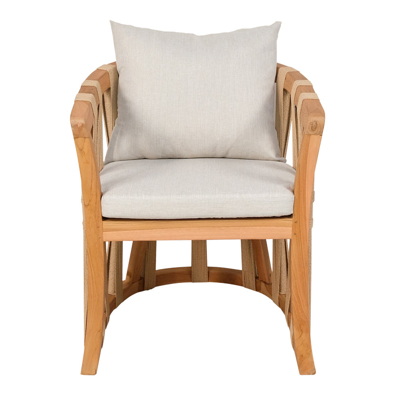 Armchair Morani pakoworld teak wood skeleton and fabric in natural shade 61x66x75cm