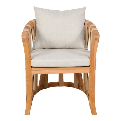 Armchair Morani pakoworld teak wood skeleton and fabric in natural shade 61x66x75cm