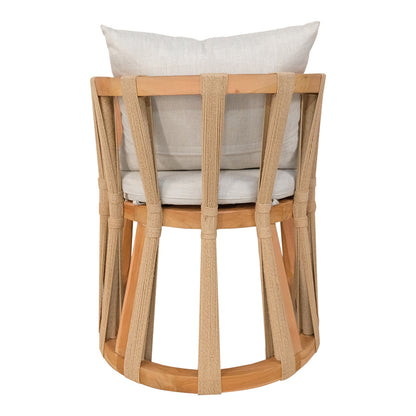 Armchair Morani pakoworld teak wood skeleton and fabric in natural shade 61x66x75cm