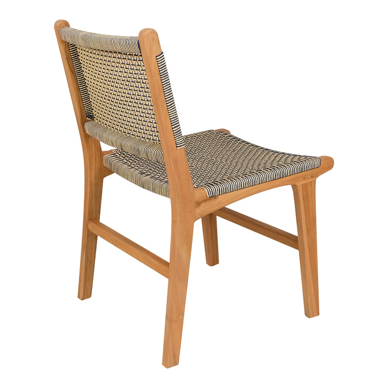 Darien chair teak wood skeleton in natural shade and cream-black pe rope 52x62x86cm