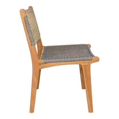 Darien chair teak wood skeleton in natural shade and cream-black pe rope 52x62x86cm