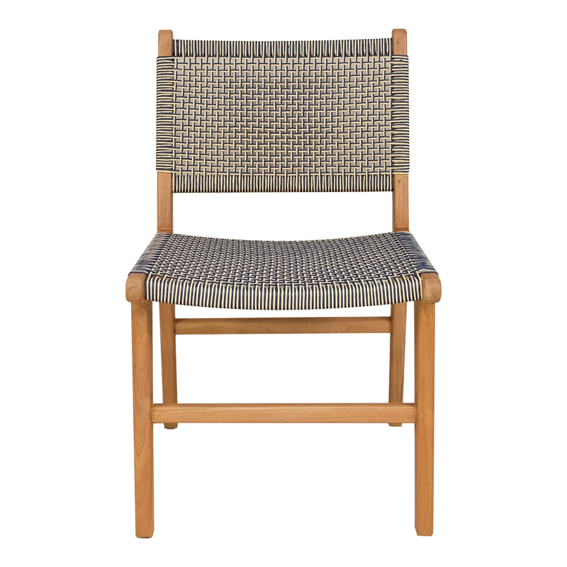 Darien chair teak wood skeleton in natural shade and cream-black pe rope 52x62x86cm