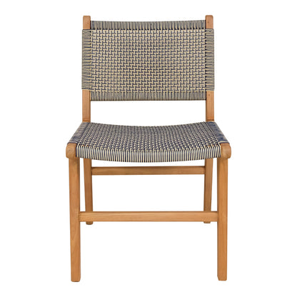 Darien chair teak wood skeleton in natural shade and cream-black pe rope 52x62x86cm