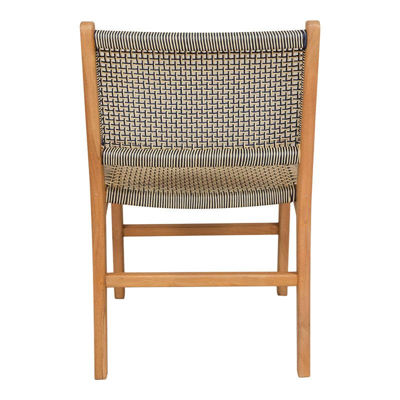 Darien chair teak wood skeleton in natural shade and cream-black pe rope 52x62x86cm