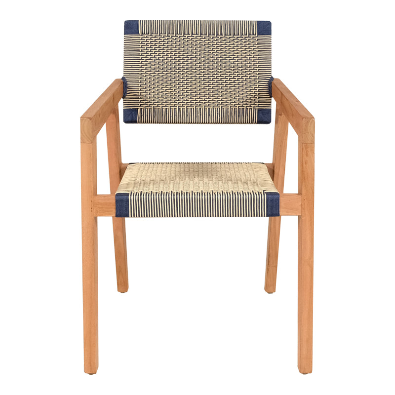 Armchair Salama pakoworld teak wood skeleton in natural shade and cream-black rope 57x60x85cm