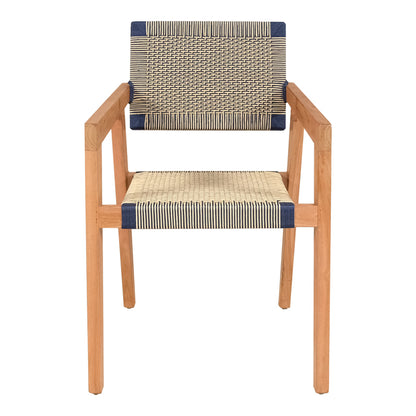 Armchair Salama pakoworld teak wood skeleton in natural shade and cream-black rope 57x60x85cm