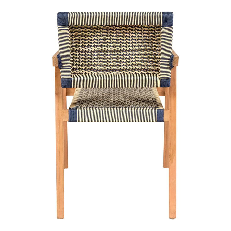 Armchair Salama pakoworld teak wood skeleton in natural shade and cream-black rope 57x60x85cm