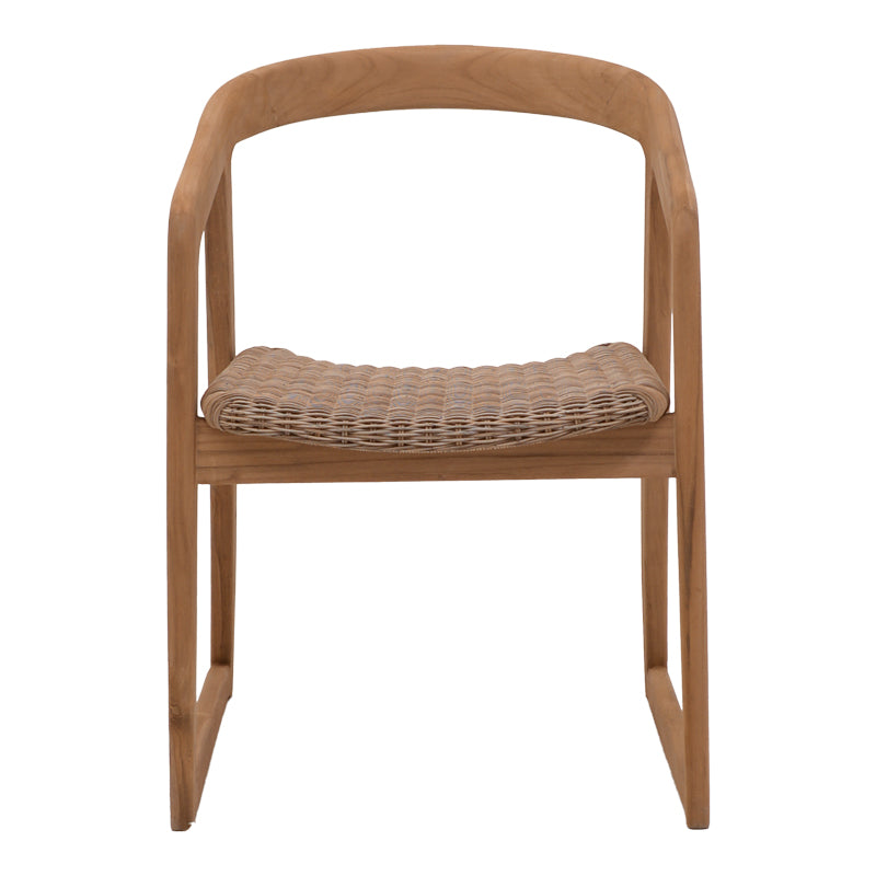 Armchair Somalia pakoworld aluminium skeleton with teak wood leg in natural shade and brown pe rattan 57x62x80cm
