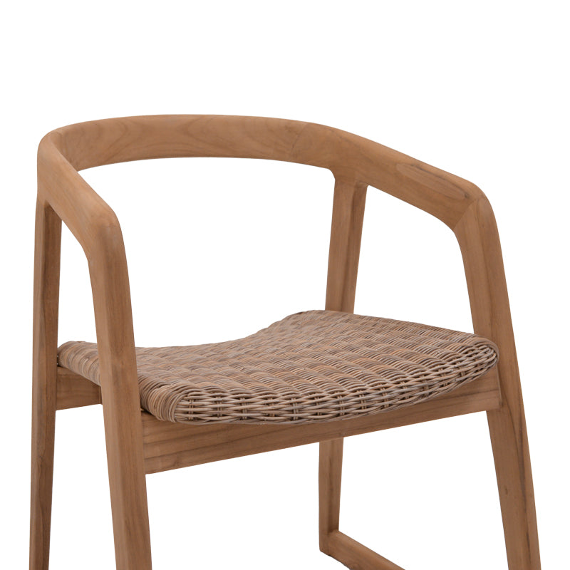 Armchair Somalia pakoworld aluminium skeleton with teak wood leg in natural shade and brown pe rattan 57x62x80cm