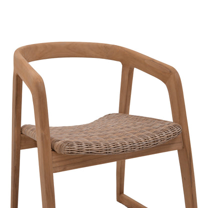 Armchair Somalia pakoworld aluminium skeleton with teak wood leg in natural shade and brown pe rattan 57x62x80cm