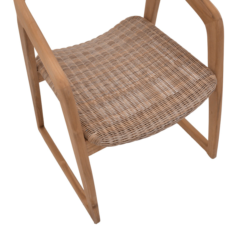 Armchair Somalia pakoworld aluminium skeleton with teak wood leg in natural shade and brown pe rattan 57x62x80cm