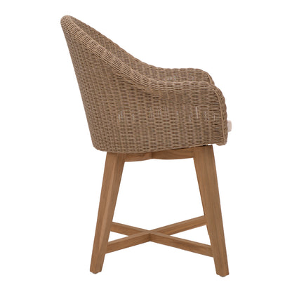 Armchair Solso pakoworld aluminium skeleton with teak leg wood in natural shade and pe rattan 62x58x78cm