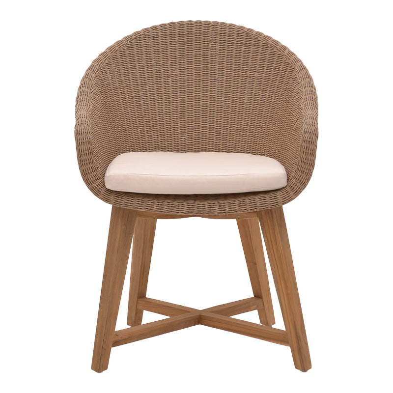 Armchair Solso pakoworld aluminium skeleton with teak leg wood in natural shade and pe rattan 62x58x78cm