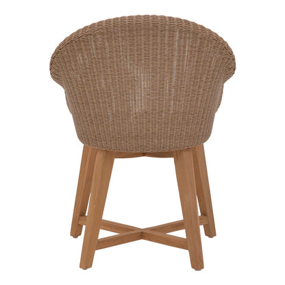 Armchair Solso pakoworld aluminium skeleton with teak leg wood in natural shade and pe rattan 62x58x78cm