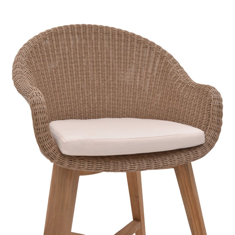 Armchair Solso pakoworld aluminium skeleton with teak leg wood in natural shade and pe rattan 62x58x78cm