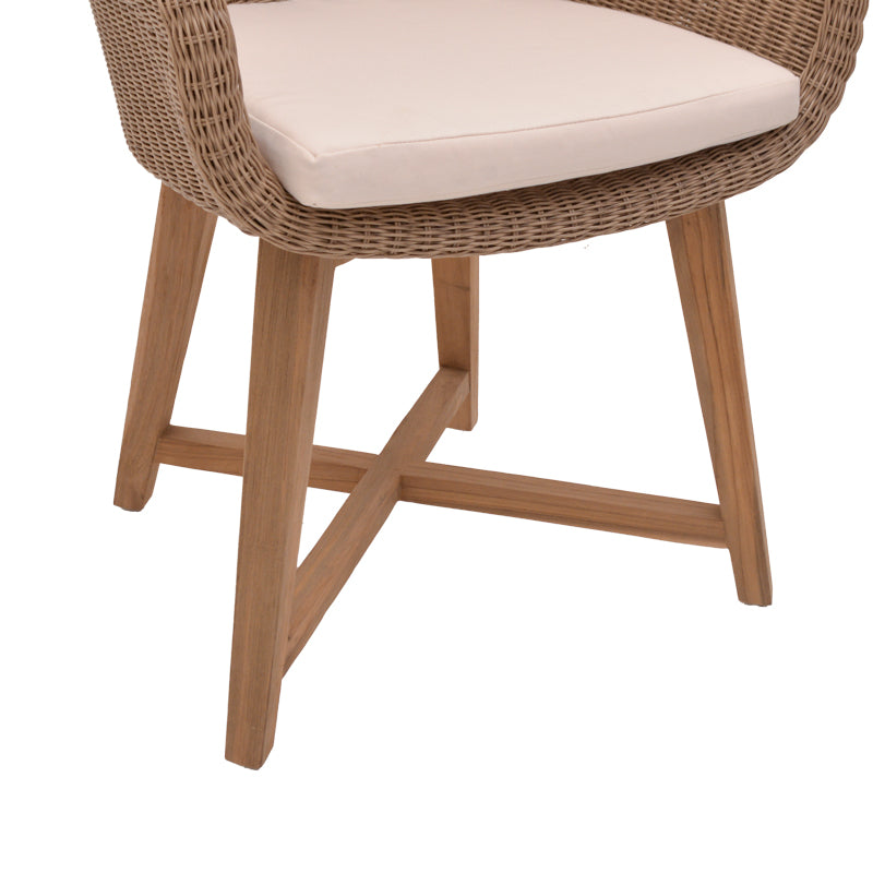 Armchair Solso pakoworld aluminium skeleton with teak leg wood in natural shade and pe rattan 62x58x78cm