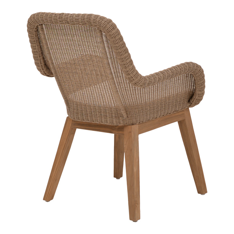 Armchair Charlen pakoworld aluminium skeleton with teak wood in natural shade and pe rattan 60x67x84cm