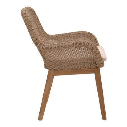 Armchair Charlen pakoworld aluminium skeleton with teak wood in natural shade and pe rattan 60x67x84cm