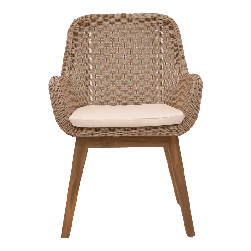 Armchair Charlen pakoworld aluminium skeleton with teak wood in natural shade and pe rattan 60x67x84cm